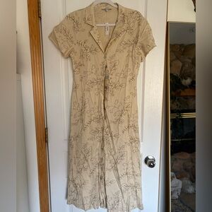 Madewell Kacie Midi Shirtdress in Stitched Vines linen-blend